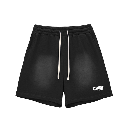 Sun Fade Raw Edge Cotton Shorts